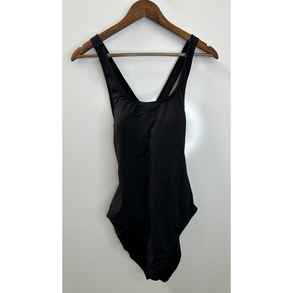 Andie One Piece Swimsuit Black Criss Cross Open Back Scoop Neck Womens Large - Picture 12 of 12